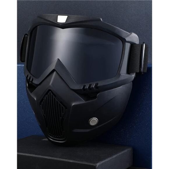 2 Pieces Motorcycle Goggles Helmet Riding Goggles Glasses With Face Cover - Picture 5 of 7
